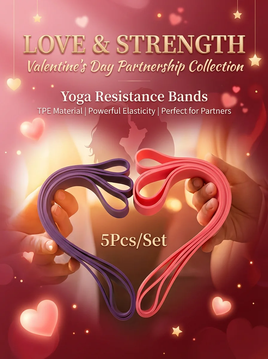 Total Body Workout Bands Set, 5 Loop Resistance Bands for Legs, Arms, Yoga, Home Gym, Valentine's Day Gift for Fitness Lovers