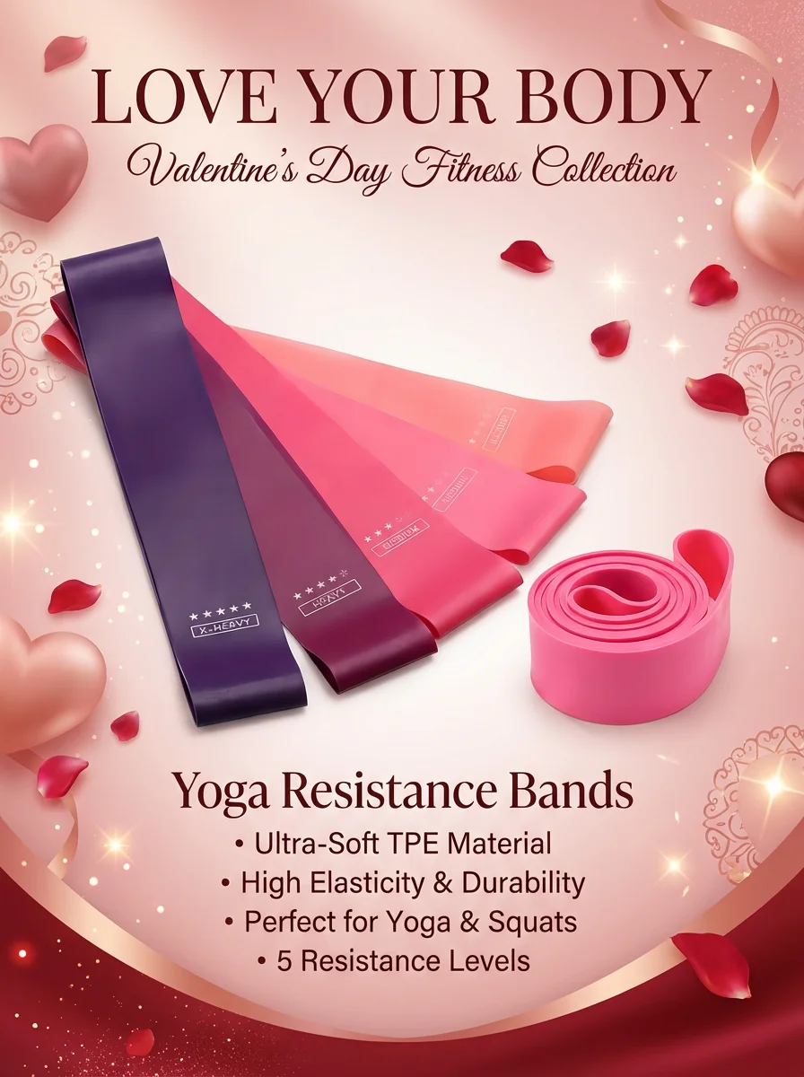 Total Body Workout Bands Set, 5 Loop Resistance Bands for Legs, Arms, Yoga, Home Gym, Valentine's Day Gift for Fitness Lovers