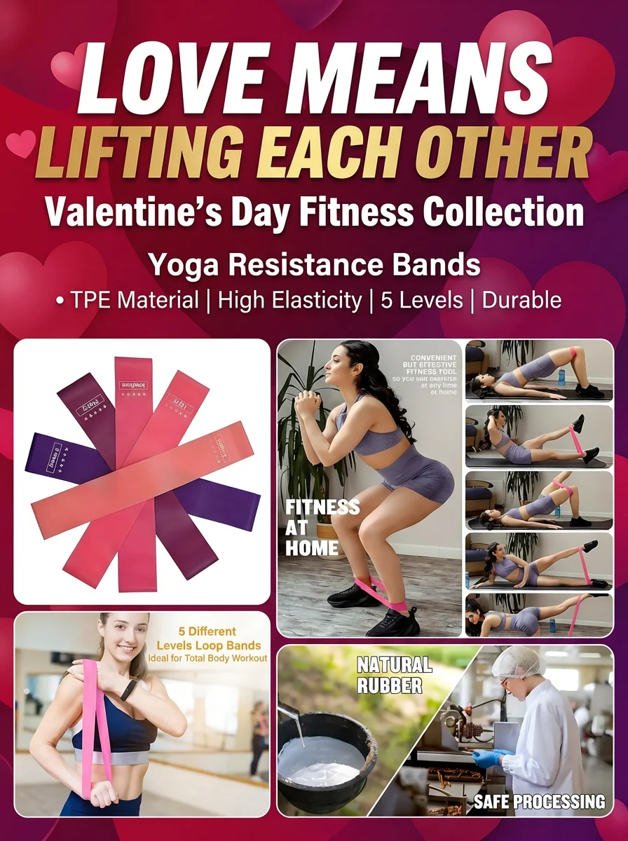Total Body Workout Bands Set, 5 Loop Resistance Bands for Legs, Arms, Yoga, Home Gym, Valentine's Day Gift for Fitness Lovers