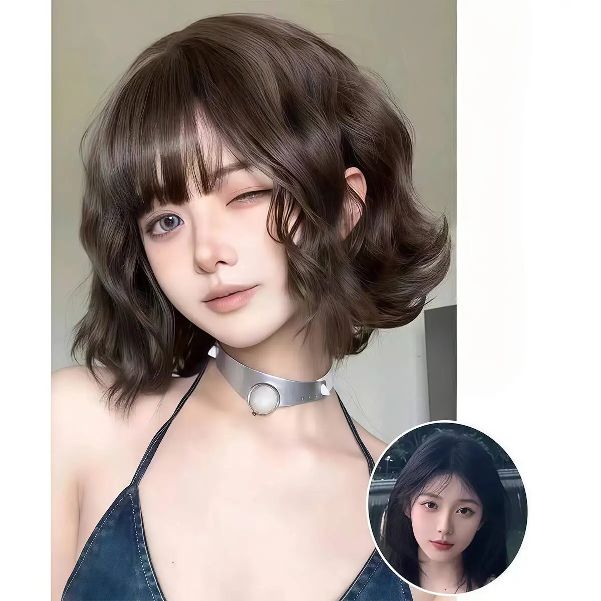 Black Short Curly Hair Wig for Women High Quality Synthetic Natural Big Wave Fashion Ladies Wig