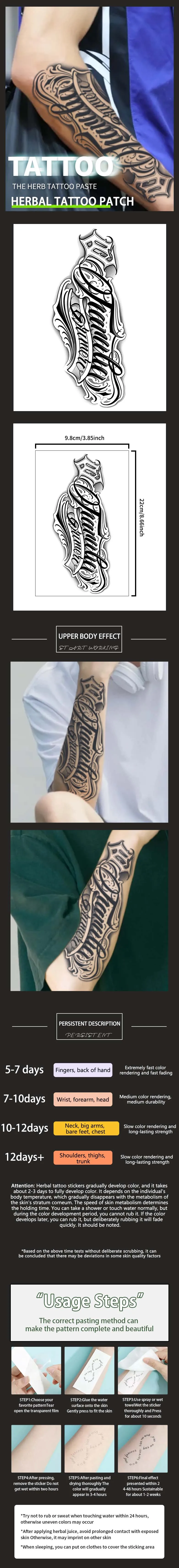 1Pc Handwritten Font Arm Waterproof Temporary Tattoo, Long-Lasting 1-2 Weeks, Realistic Semi-Permanent Fake Tattoo