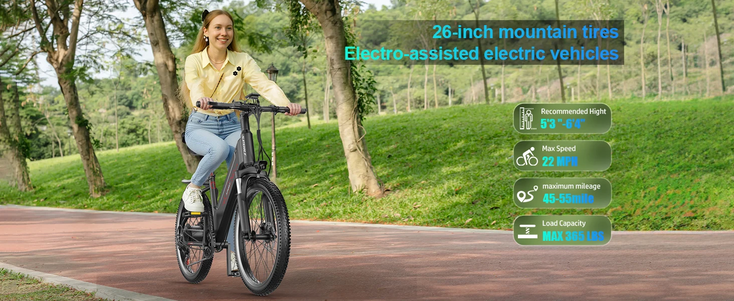750W Adult Electric Bike, 48V10.4AH Electric Mountain Bike, 7-speed Variable Speed E Bike, 28MPH All-terrain Electric Bike