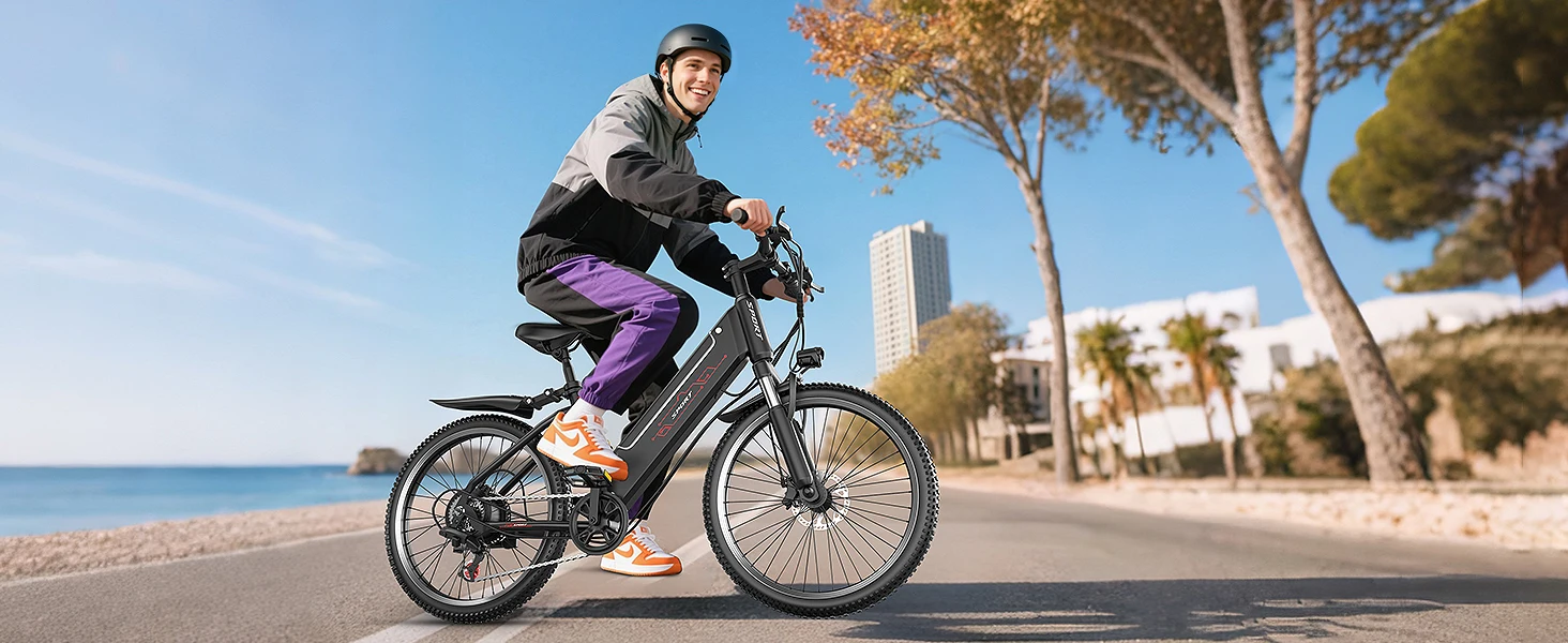 750W Adult Electric Bike, 48V10.4AH Electric Mountain Bike, 7-speed Variable Speed E Bike, 28MPH All-terrain Electric Bike
