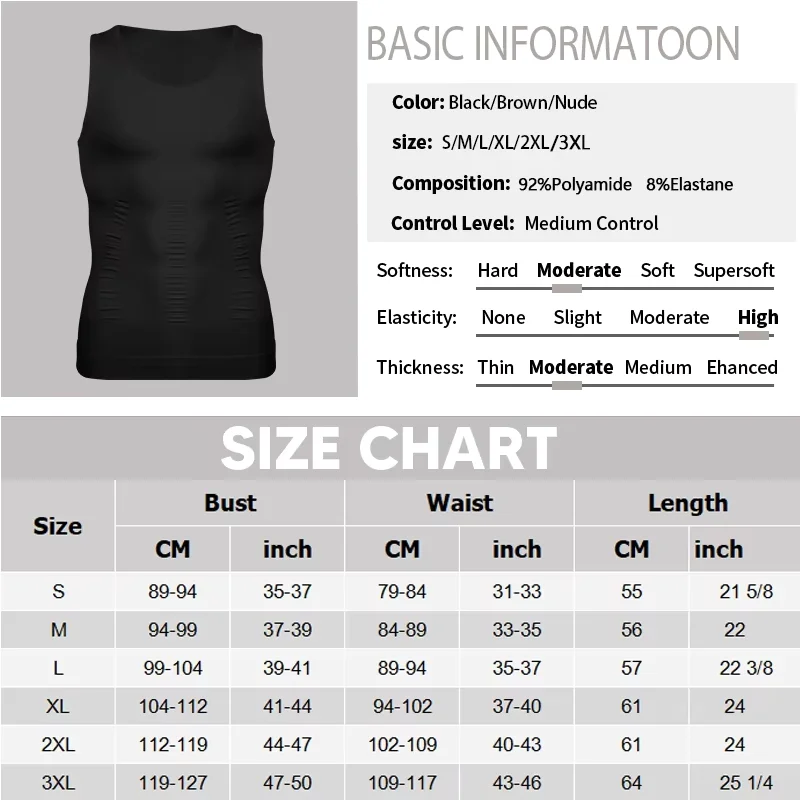 Men Compression Vest Sleeveless Shapewear Slimming Body Shaper Shirt Gym Workout Corset Tummy Control Tank Top Abs Abdomen