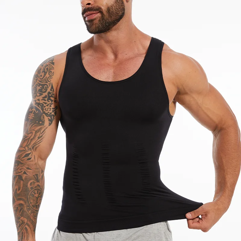 Men Compression Vest Sleeveless Shapewear Slimming Body Shaper Shirt Gym Workout Corset Tummy Control Tank Top Abs Abdomen