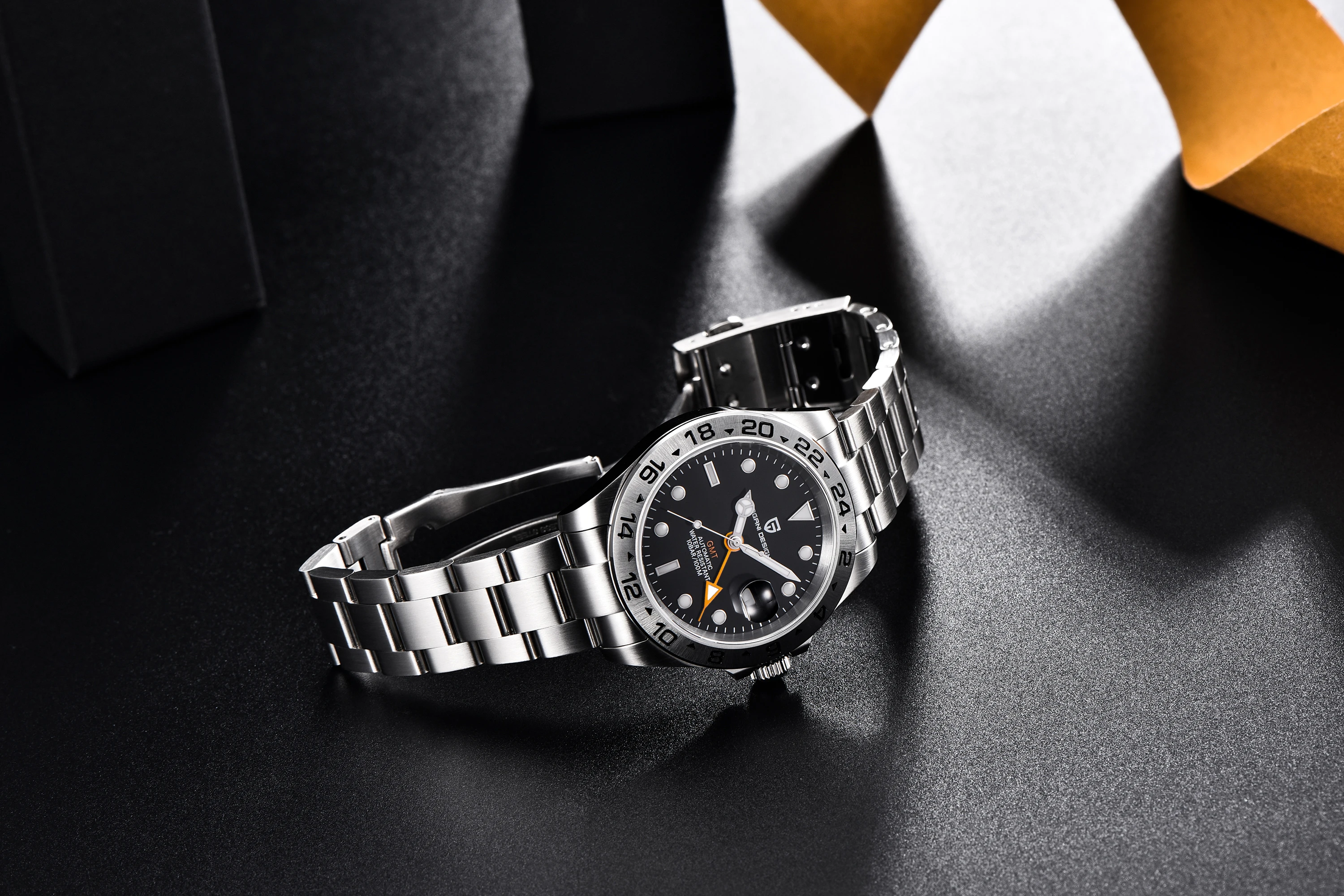 PAGANI DESIGN Vintage 42MM GMT Men's Watch PD1682 Automatic Mechanical Timepiece Sapphire Stainless Steel 100M Waterproof Retro