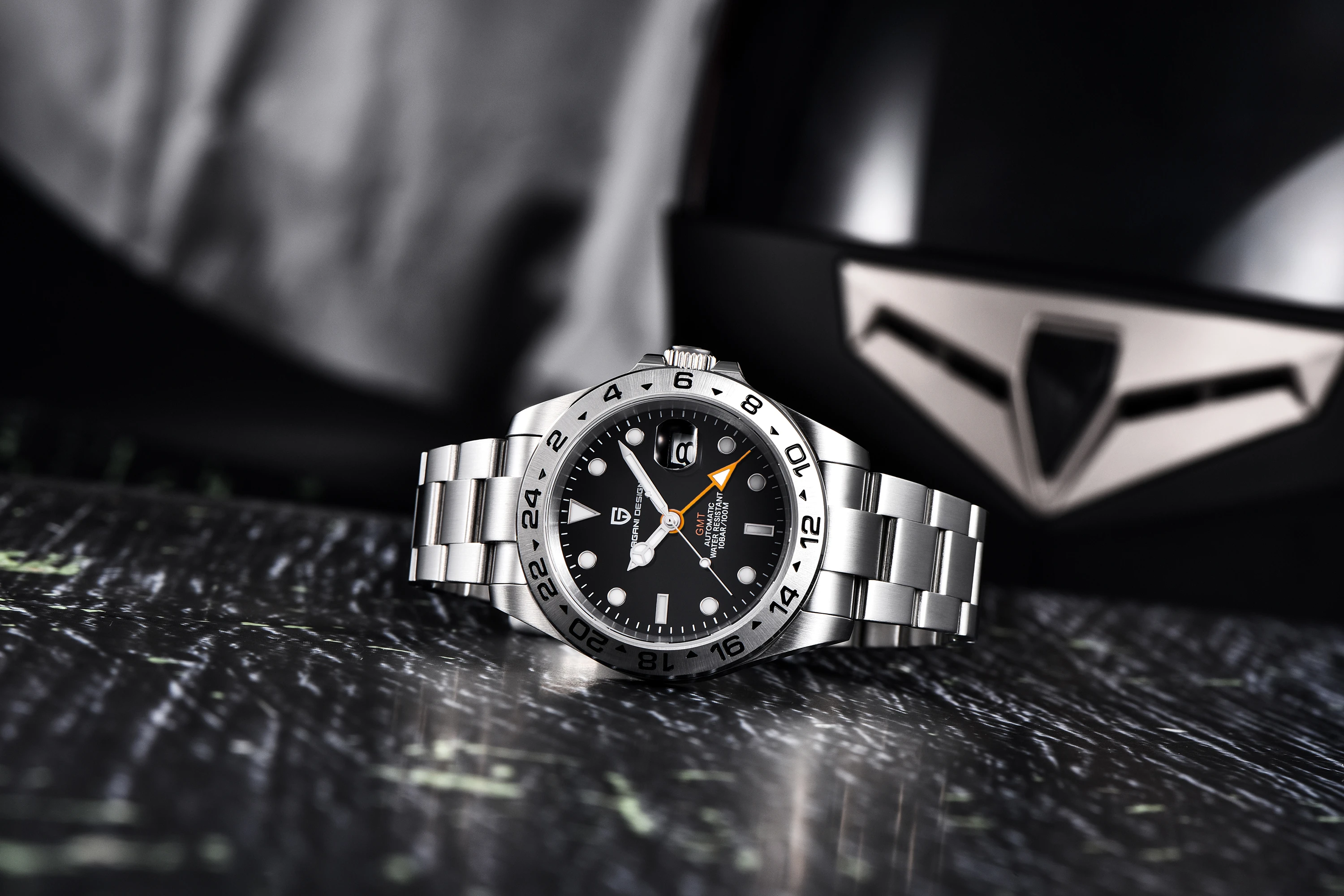 PAGANI DESIGN Vintage 42MM GMT Men's Watch PD1682 Automatic Mechanical Timepiece Sapphire Stainless Steel 100M Waterproof Retro