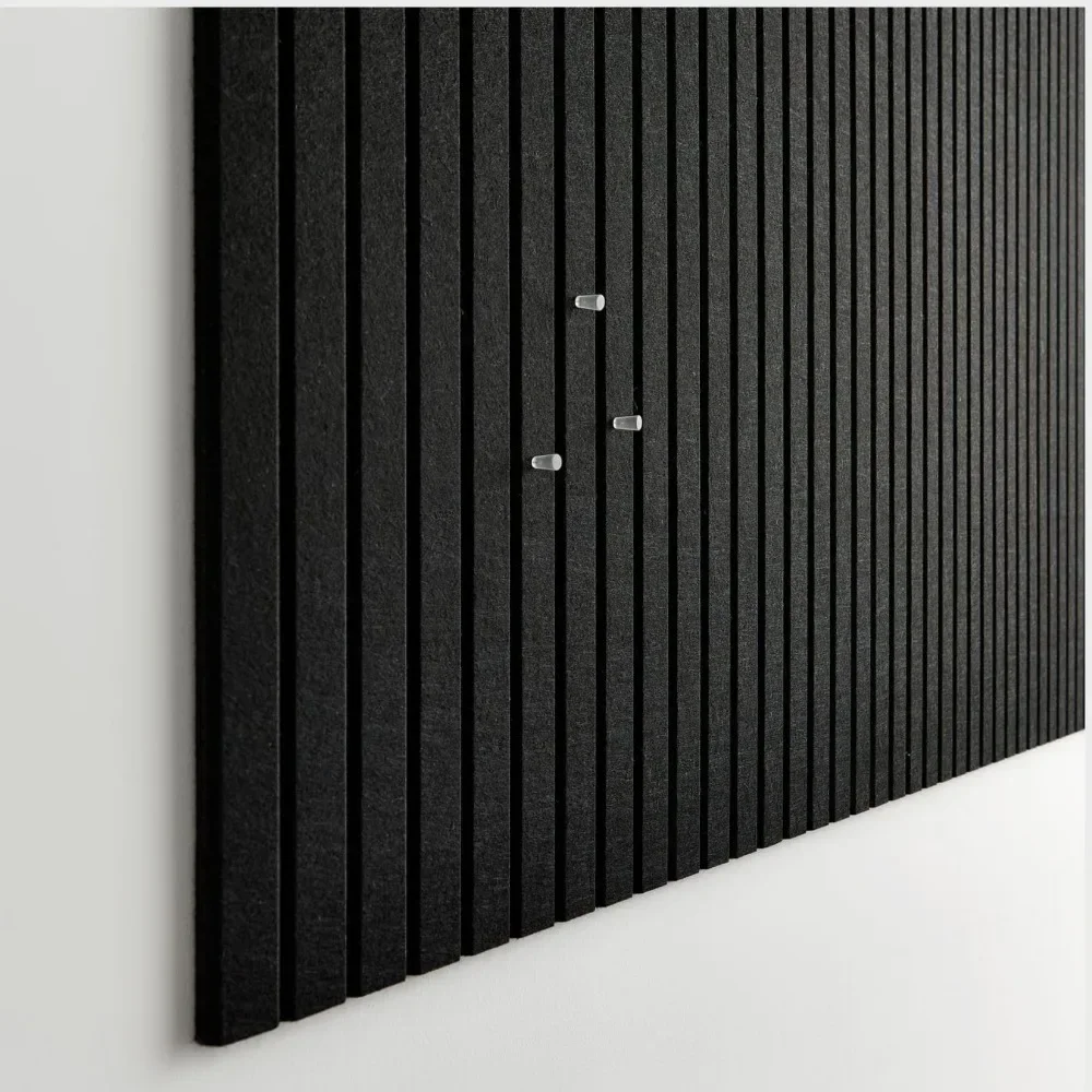 Slatted wall panels, Office Wall decoration of felt Bulletin board tiles, Office Pushpin Board Wall Organizer -12 packs (black)