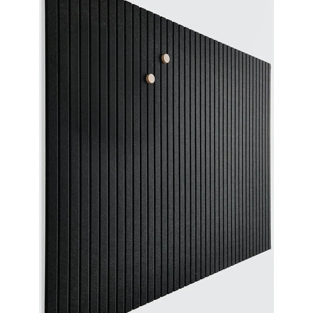 Slatted wall panels, Office Wall decoration of felt Bulletin board tiles, Office Pushpin Board Wall Organizer -12 packs (black)