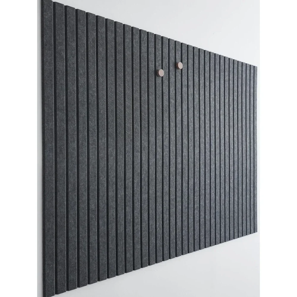 Slatted wall panels, Office Wall decoration of felt Bulletin board tiles, Office Pushpin Board Wall Organizer -12 packs (black)