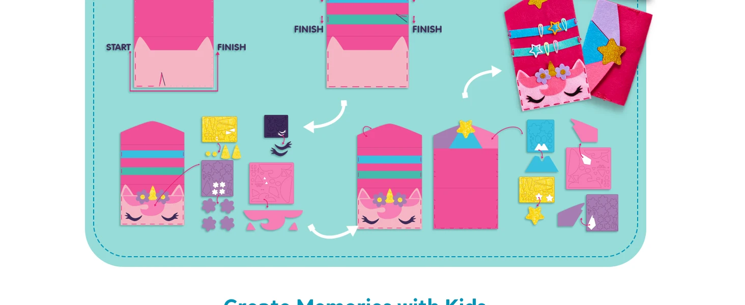 JOYFY 7 Sewing Projects My First Kids Sewing Kit- Easy DIY Arts and Crafts for Girl Birthday Chirstmas Gifts Unicorn and Mermaid