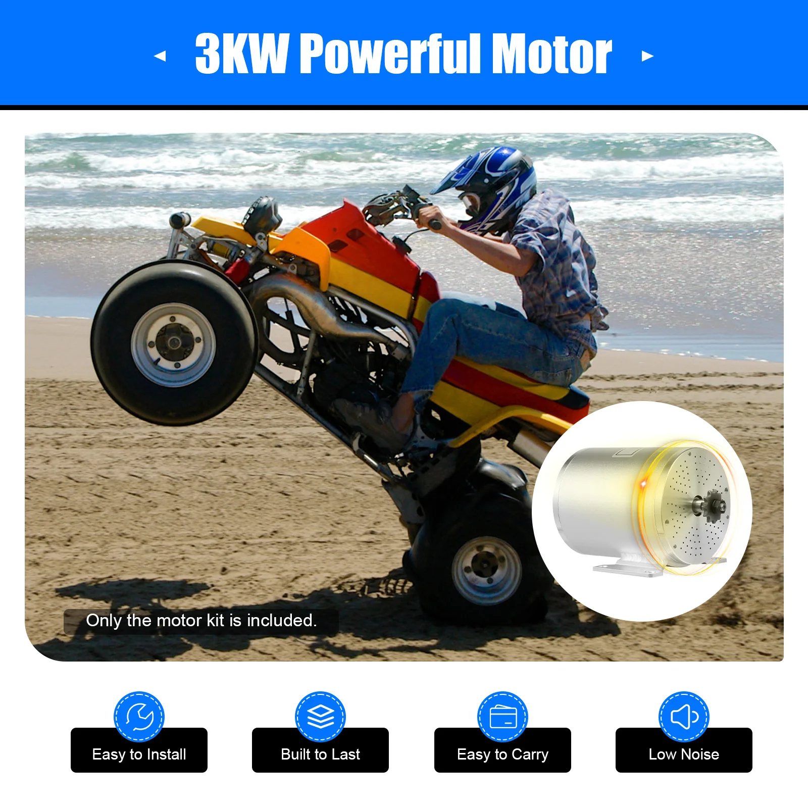3000W Brushless Motor Kit 48V-60V-72V with Controller and Throttle for Electric Scooter E-Bike Motorcycle Conversion Kit