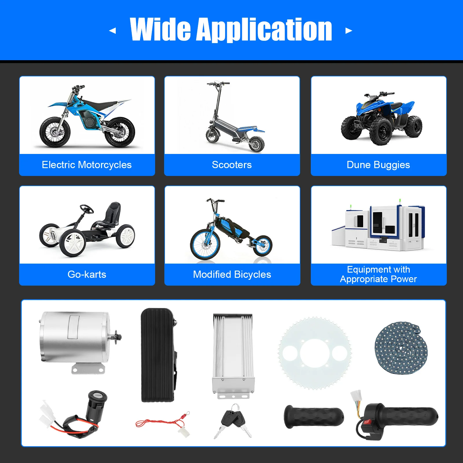 3000W Brushless Motor Kit 48V-60V-72V with Controller and Throttle for Electric Scooter E-Bike Motorcycle Conversion Kit