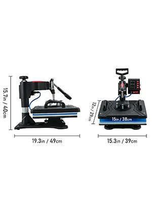 SucceBuy Heat Press 5in1 Heat Press Machine 12x15in Clamshell Sublimation Transfer Printer Digital Precise Temperature Control