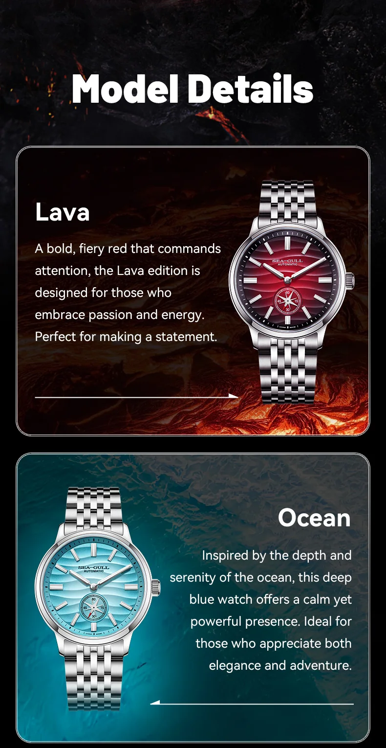 Seagull 2025 New Natural Series Men Watch Automatic Mechanical Watch Polaris Sub Dial Luminous Luxury Dress Men Wristwatch 6180