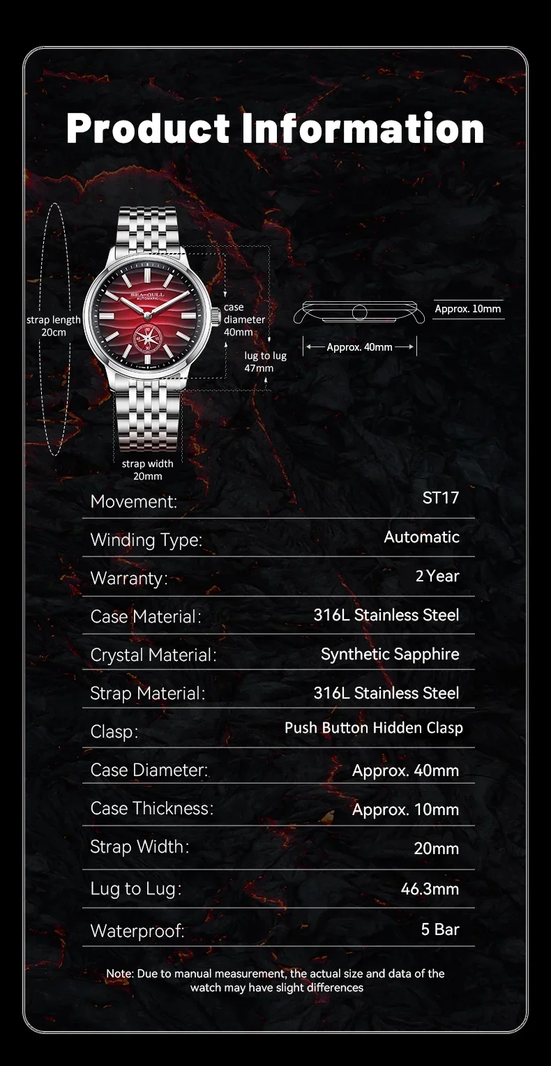 Seagull 2025 New Natural Series Men Watch Automatic Mechanical Watch Polaris Sub Dial Luminous Luxury Dress Men Wristwatch 6180