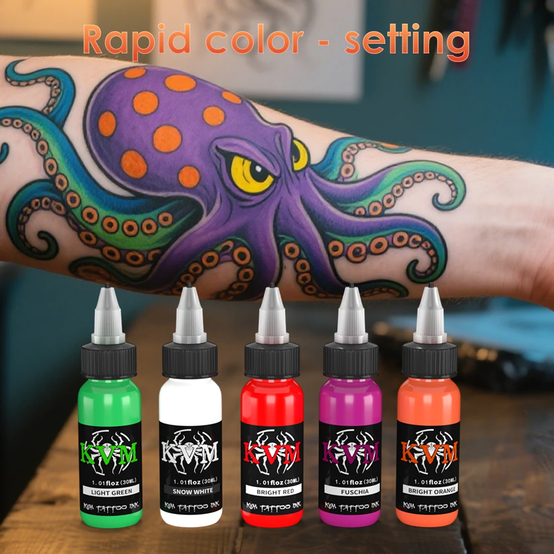 KVM 1oz (30ml) 7/14 Colors Professional Tattoo Ink for Body Art Natural Plant Micro Pigment Permanent Tattoo Ink for Body Paint