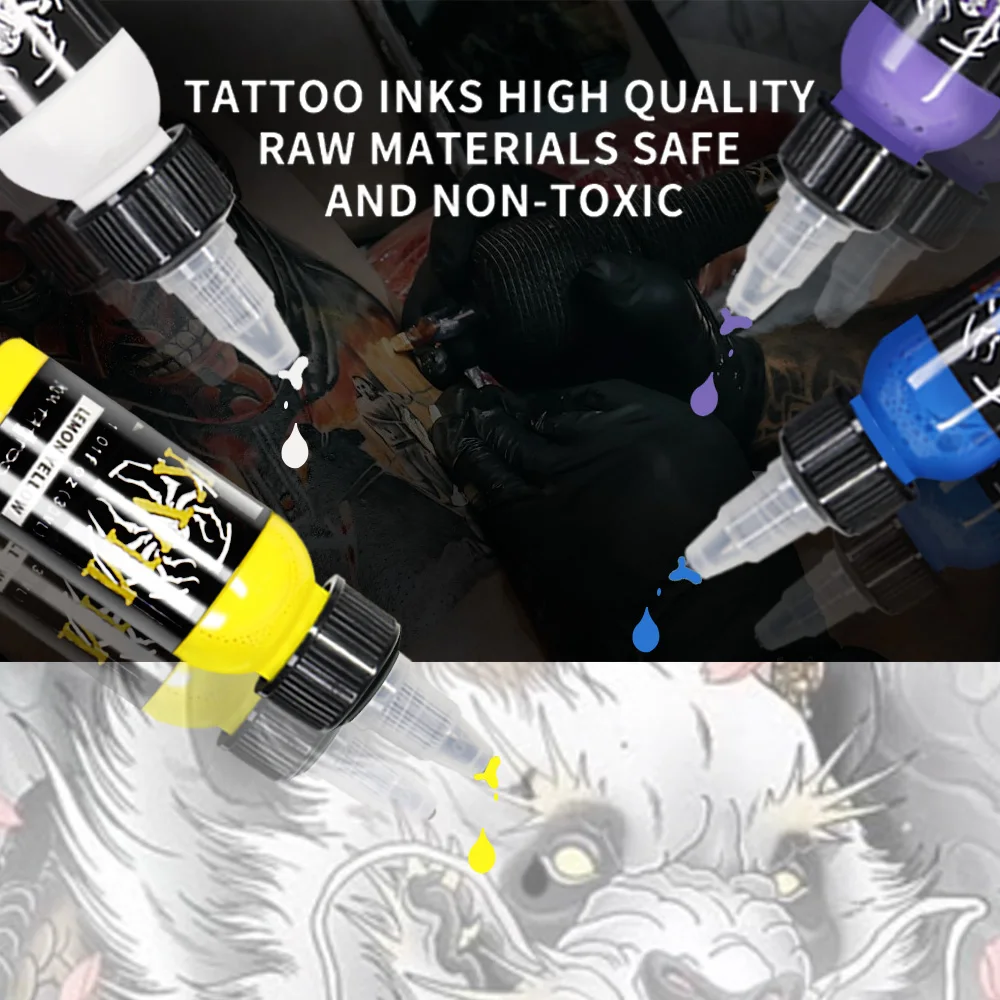 KVM 1oz (30ml) 7/14 Colors Professional Tattoo Ink for Body Art Natural Plant Micro Pigment Permanent Tattoo Ink for Body Paint