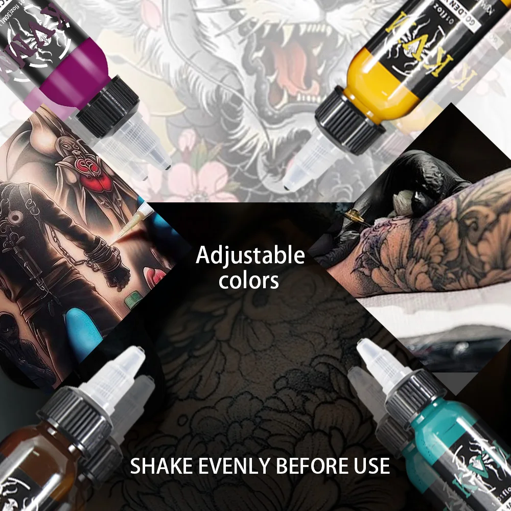 KVM 1oz (30ml) 7/14 Colors Professional Tattoo Ink for Body Art Natural Plant Micro Pigment Permanent Tattoo Ink for Body Paint