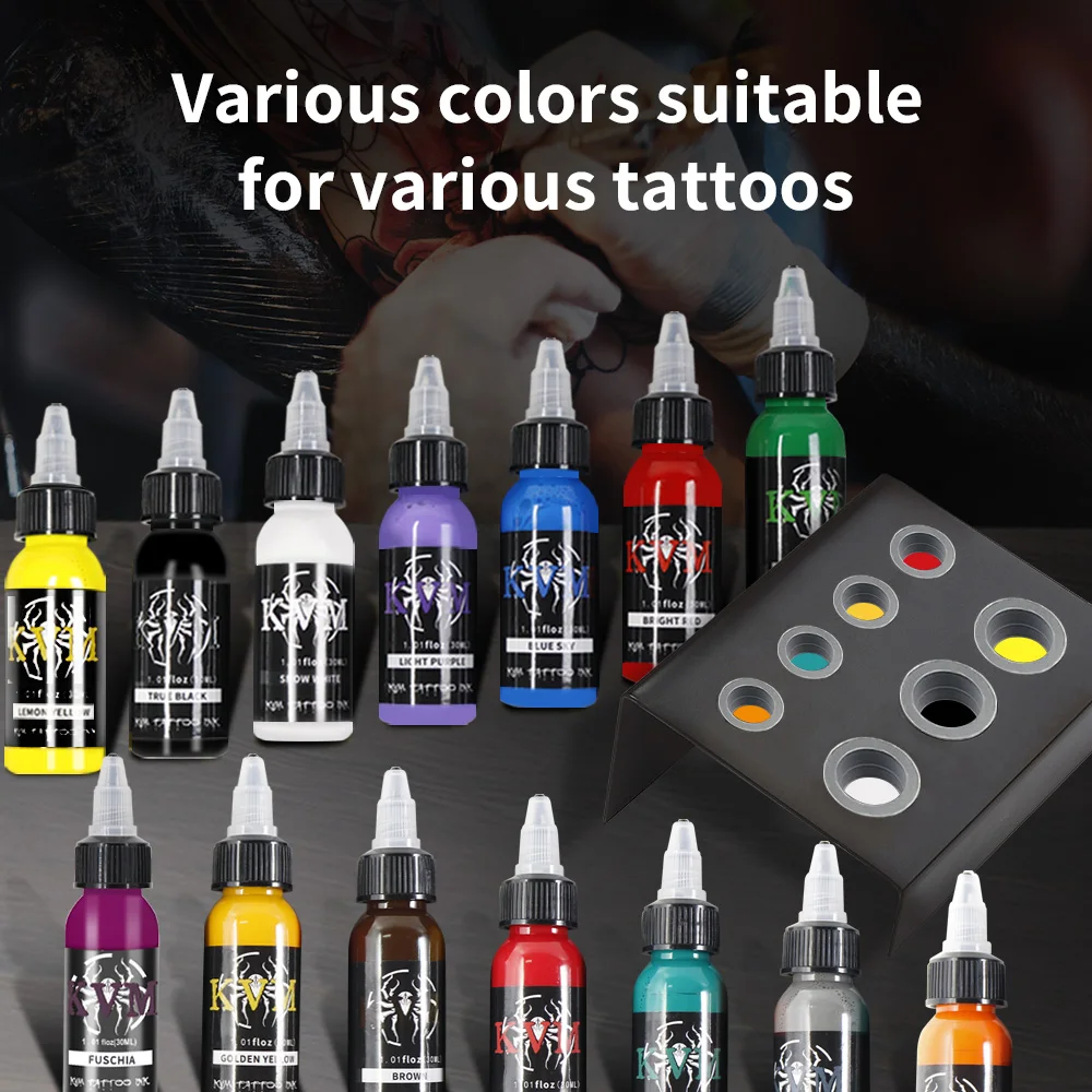 KVM 1oz (30ml) 7/14 Colors Professional Tattoo Ink for Body Art Natural Plant Micro Pigment Permanent Tattoo Ink for Body Paint