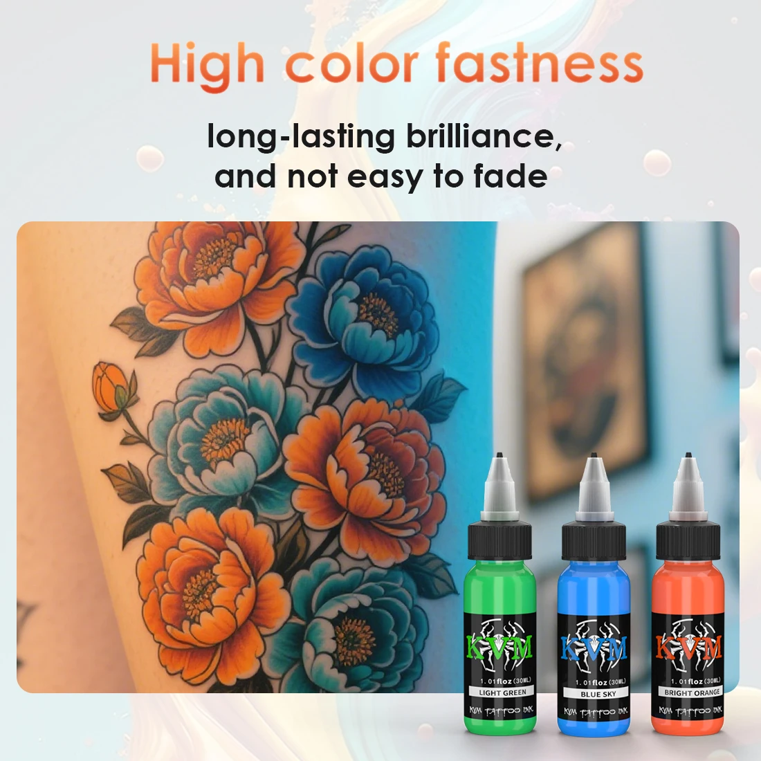 KVM 1oz (30ml) 7/14 Colors Professional Tattoo Ink for Body Art Natural Plant Micro Pigment Permanent Tattoo Ink for Body Paint