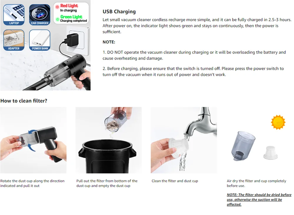 Handheld Portable Small Vacuum Cleaner Multi-Purpose Use for Cars And Household Compact Pump for Easy Cleaning