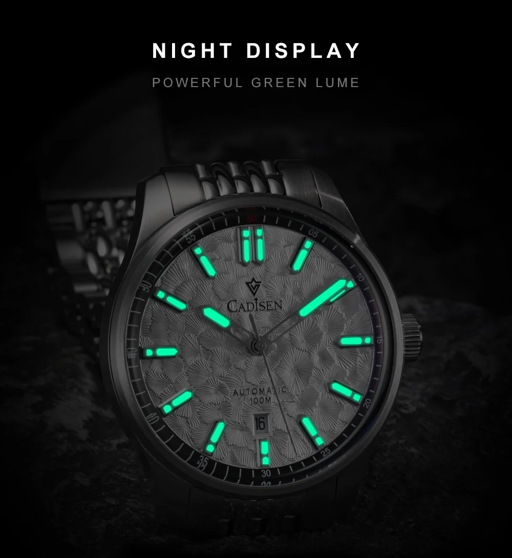 CADISEN NEW Automatic Mechanical Watch Man Silver Business Casual 10ATM Waterproof Japan MIYOTA 8215 Movement Men's Watches