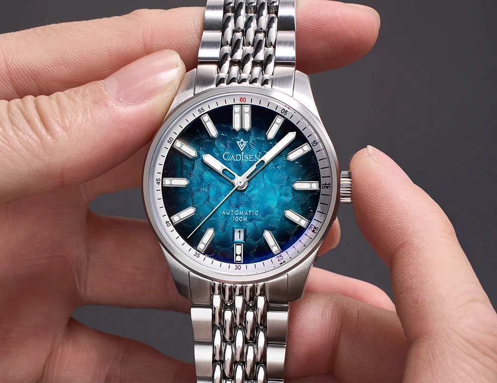 CADISEN NEW Automatic Mechanical Watch Man Silver Business Casual 10ATM Waterproof Japan MIYOTA 8215 Movement Men's Watches