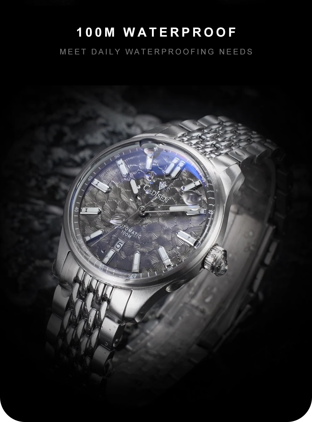 CADISEN NEW Automatic Mechanical Watch Man Silver Business Casual 10ATM Waterproof Japan MIYOTA 8215 Movement Men's Watches