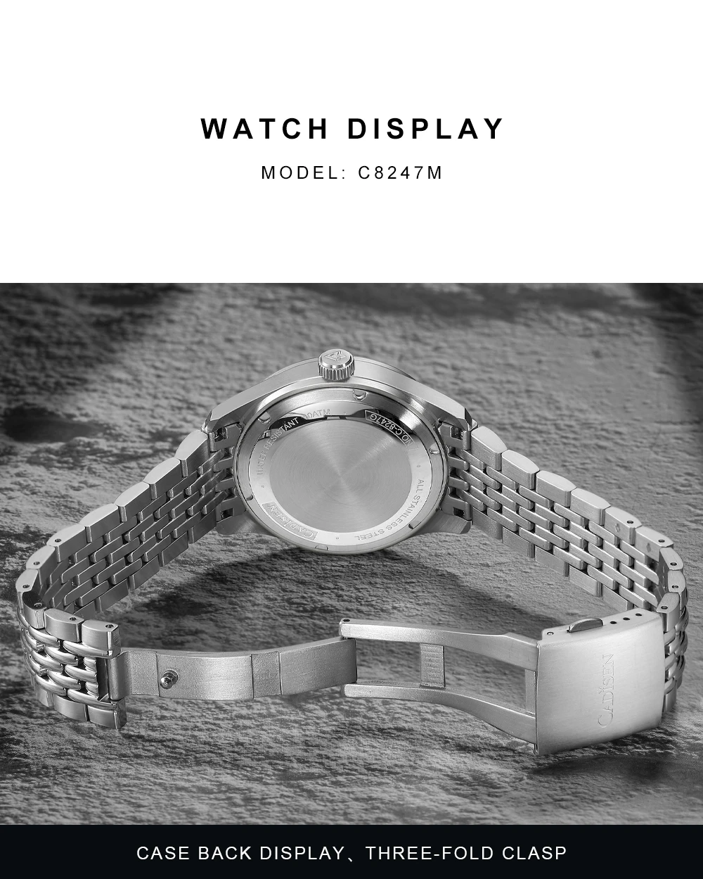 CADISEN NEW Automatic Mechanical Watch Man Silver Business Casual 10ATM Waterproof Japan MIYOTA 8215 Movement Men's Watches