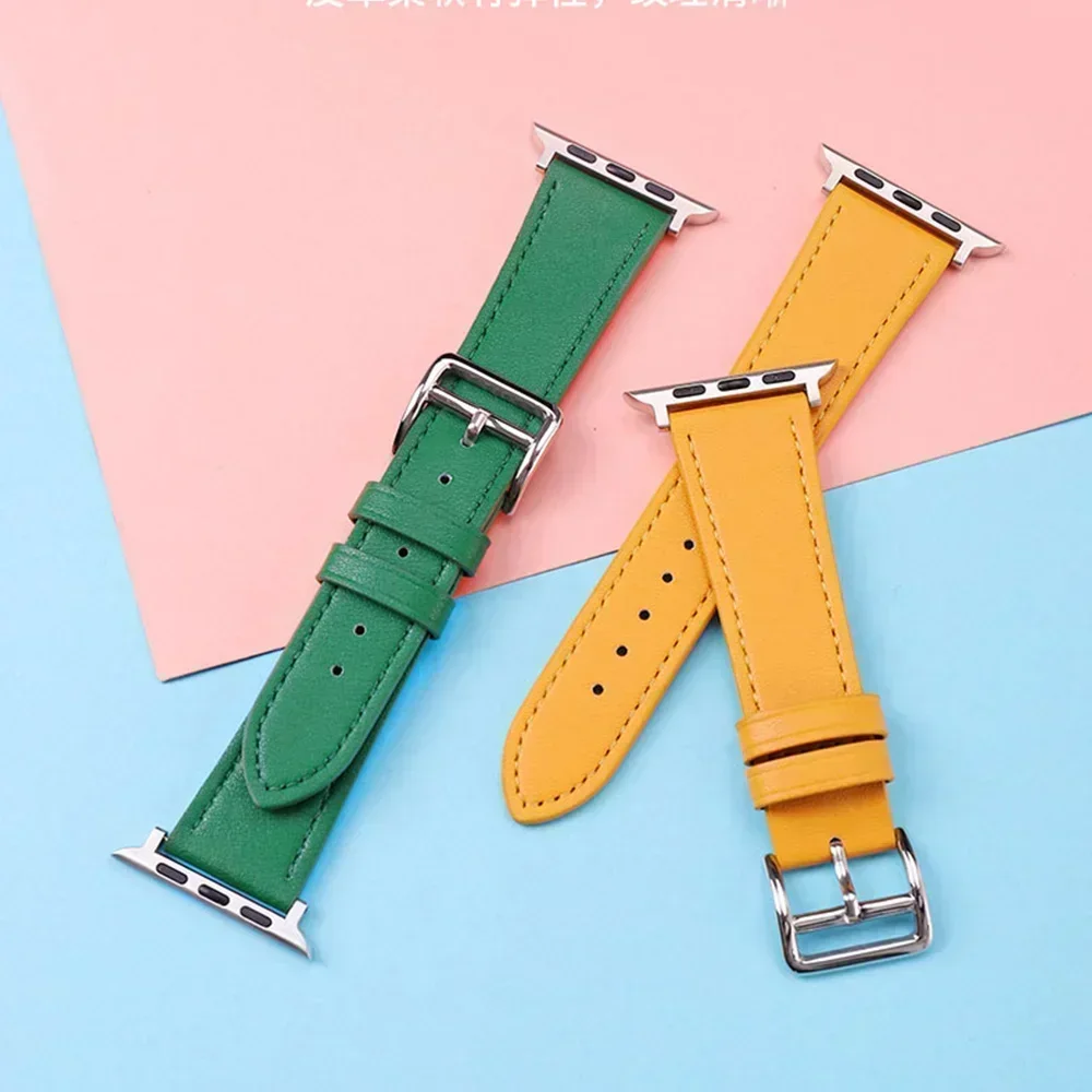 Leather Watch Band for Apple Watch Straps 46mm 44mm 41mm 45mm 38-42mm 40mm 49mm Bracelet iWatch Series 10-Ultra 9-8-7-SE-6-5-4-3