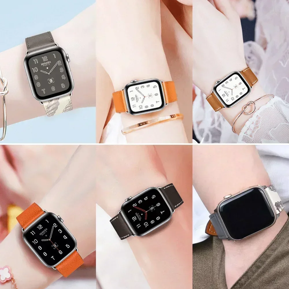 Leather Watch Band for Apple Watch Straps 46mm 44mm 41mm 45mm 38-42mm 40mm 49mm Bracelet iWatch Series 10-Ultra 9-8-7-SE-6-5-4-3