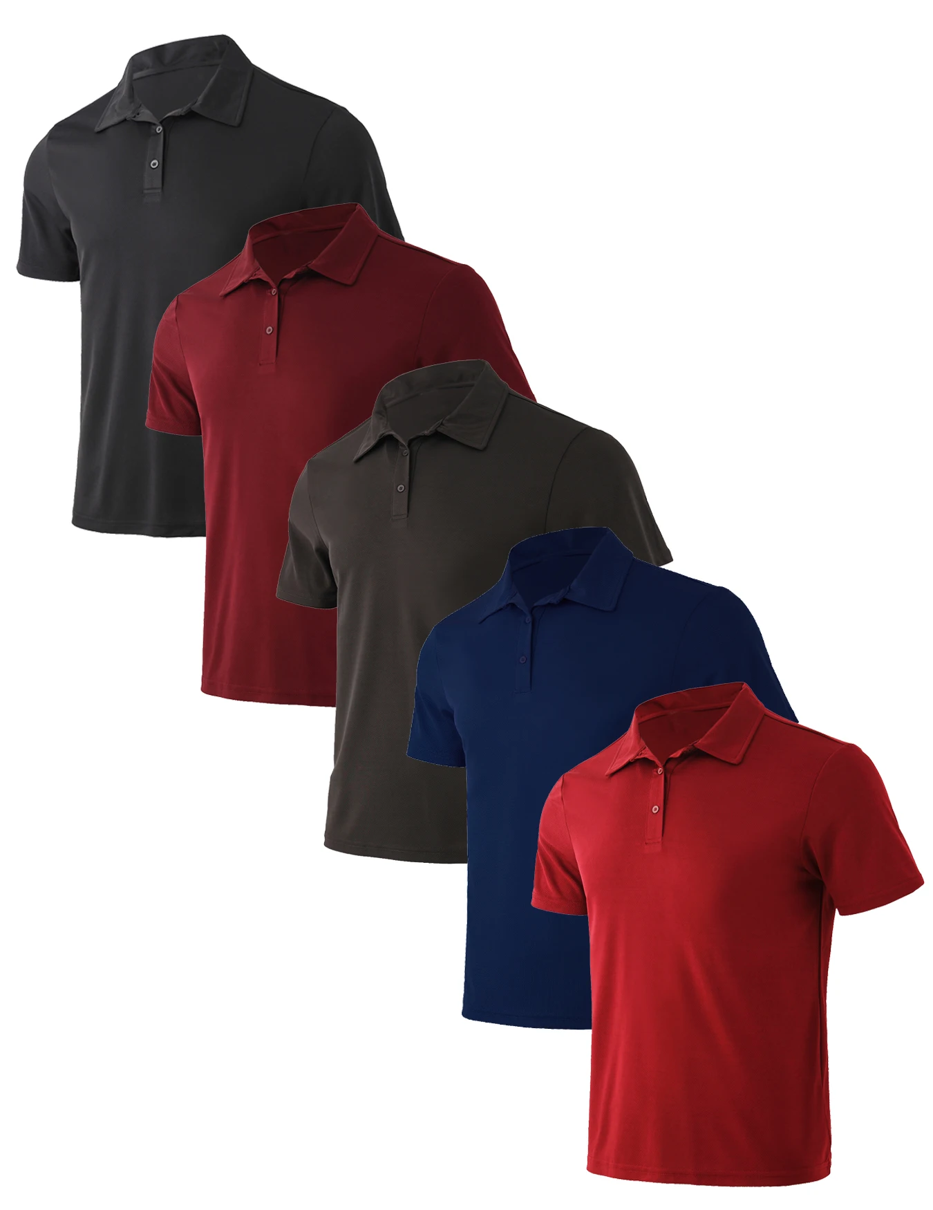 5-Piece Men's Summer Solid Color Short-Sleeved Polo Shirt Breathable Quick-Drying Short-Sleeved Top