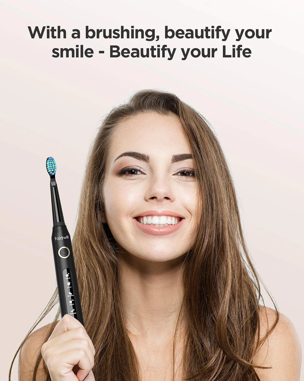 Fairywill Electric Sonic Toothbrush FW-507 USB Charge Rechargeable Adult Waterproof Electronic Tooth Brushes Replacement Heads 8
