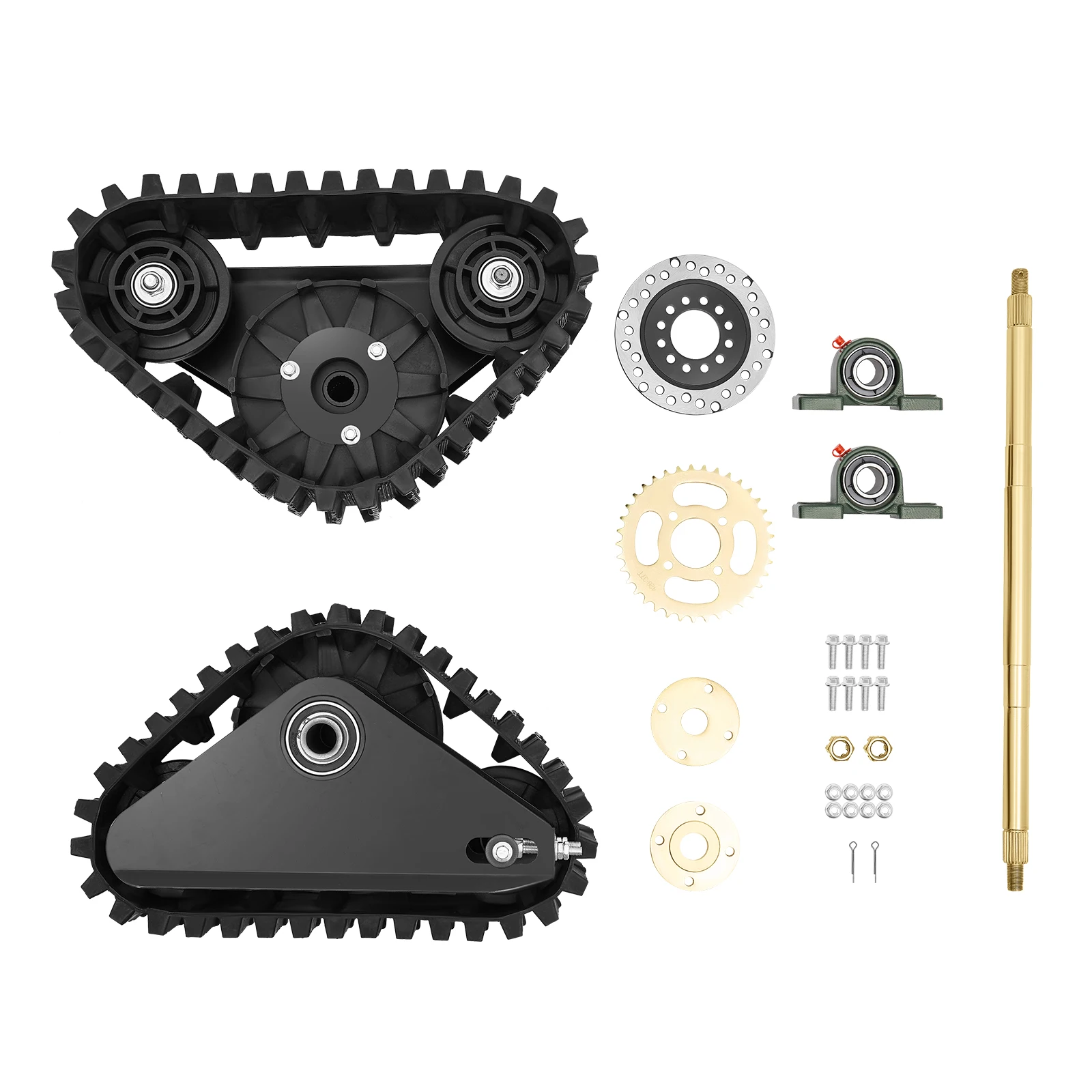 Heavy Duty ATV Rear Track Assembly 661LBS Capacity, UTV Go-Kart Axle Kit with Sprocket & Brake Disc, 26.96" Rubber Track Wheels for Mud, Sand, Snow, Mountain Off-Road