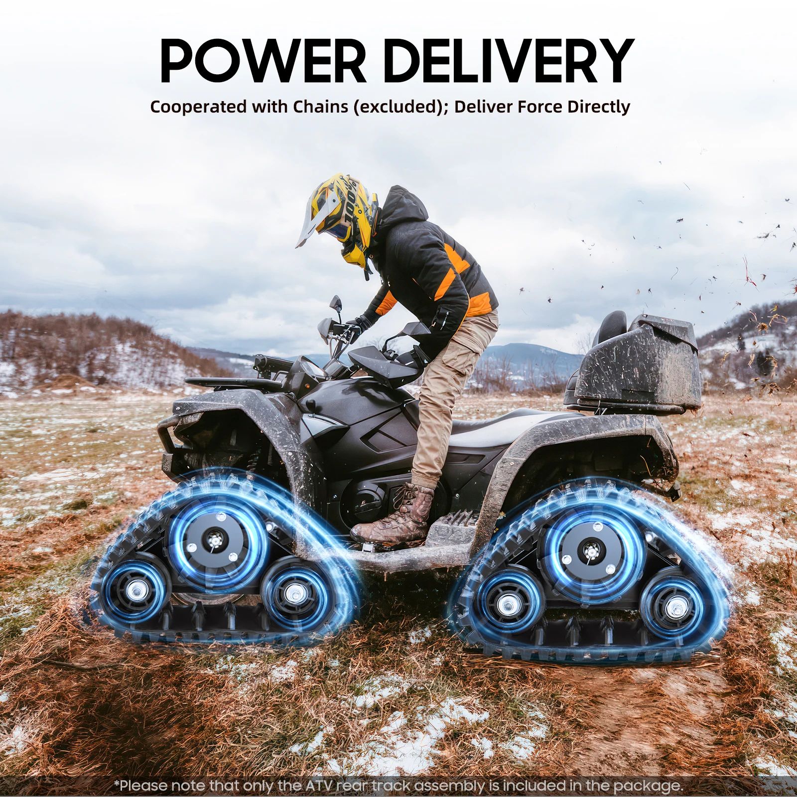Heavy Duty ATV Rear Track Assembly 661LBS Capacity, UTV Go-Kart Axle Kit with Sprocket & Brake Disc, 26.96" Rubber Track Wheels for Mud, Sand, Snow, Mountain Off-Road