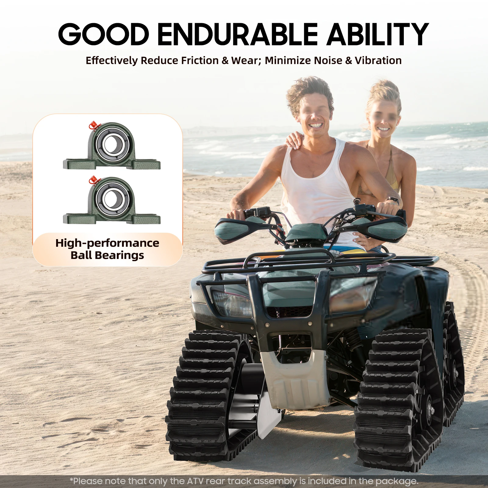 Heavy Duty ATV Rear Track Assembly 661LBS Capacity, UTV Go-Kart Axle Kit with Sprocket & Brake Disc, 26.96" Rubber Track Wheels for Mud, Sand, Snow, Mountain Off-Road