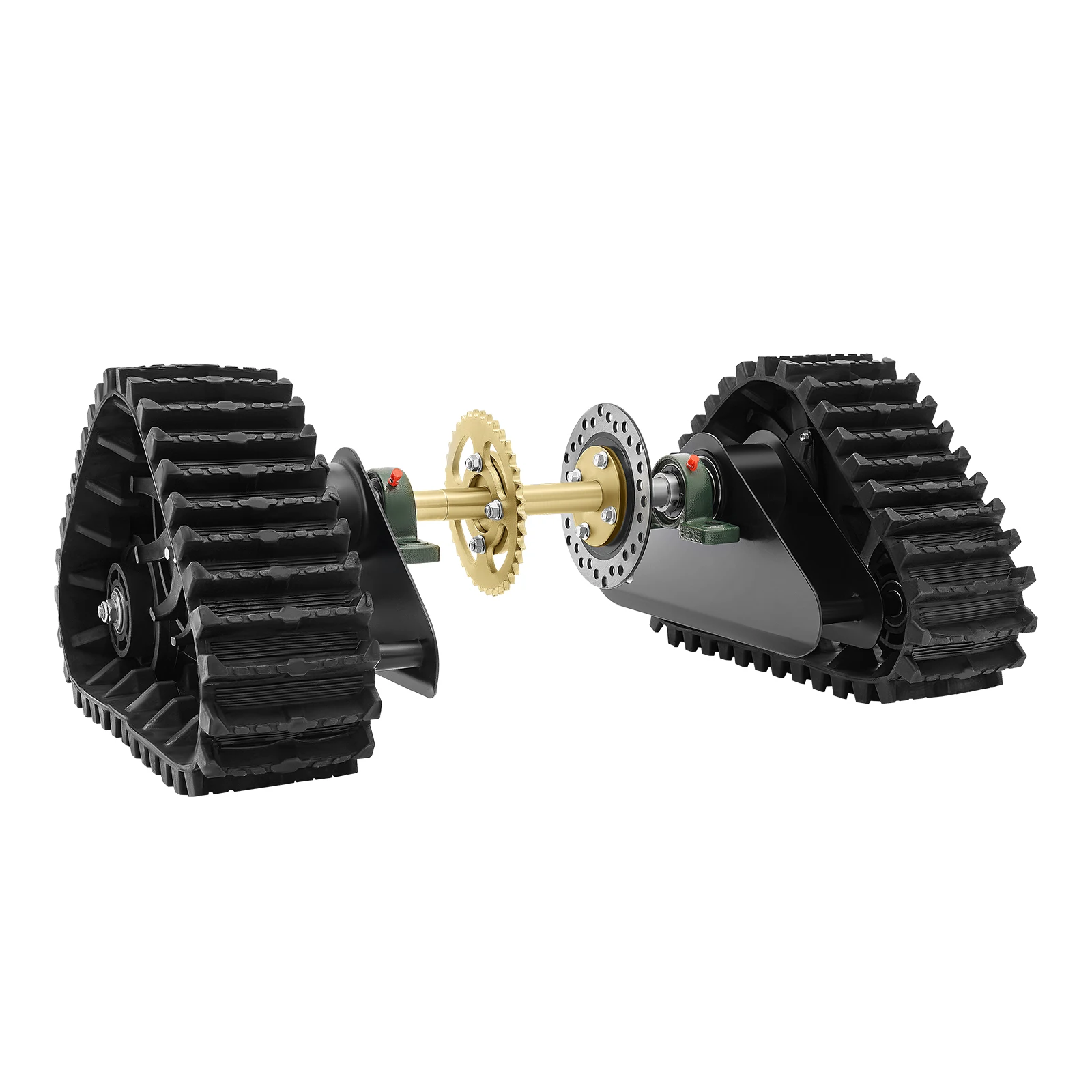 Heavy Duty ATV Rear Track Assembly 661LBS Capacity, UTV Go-Kart Axle Kit with Sprocket & Brake Disc, 26.96" Rubber Track Wheels for Mud, Sand, Snow, Mountain Off-Road