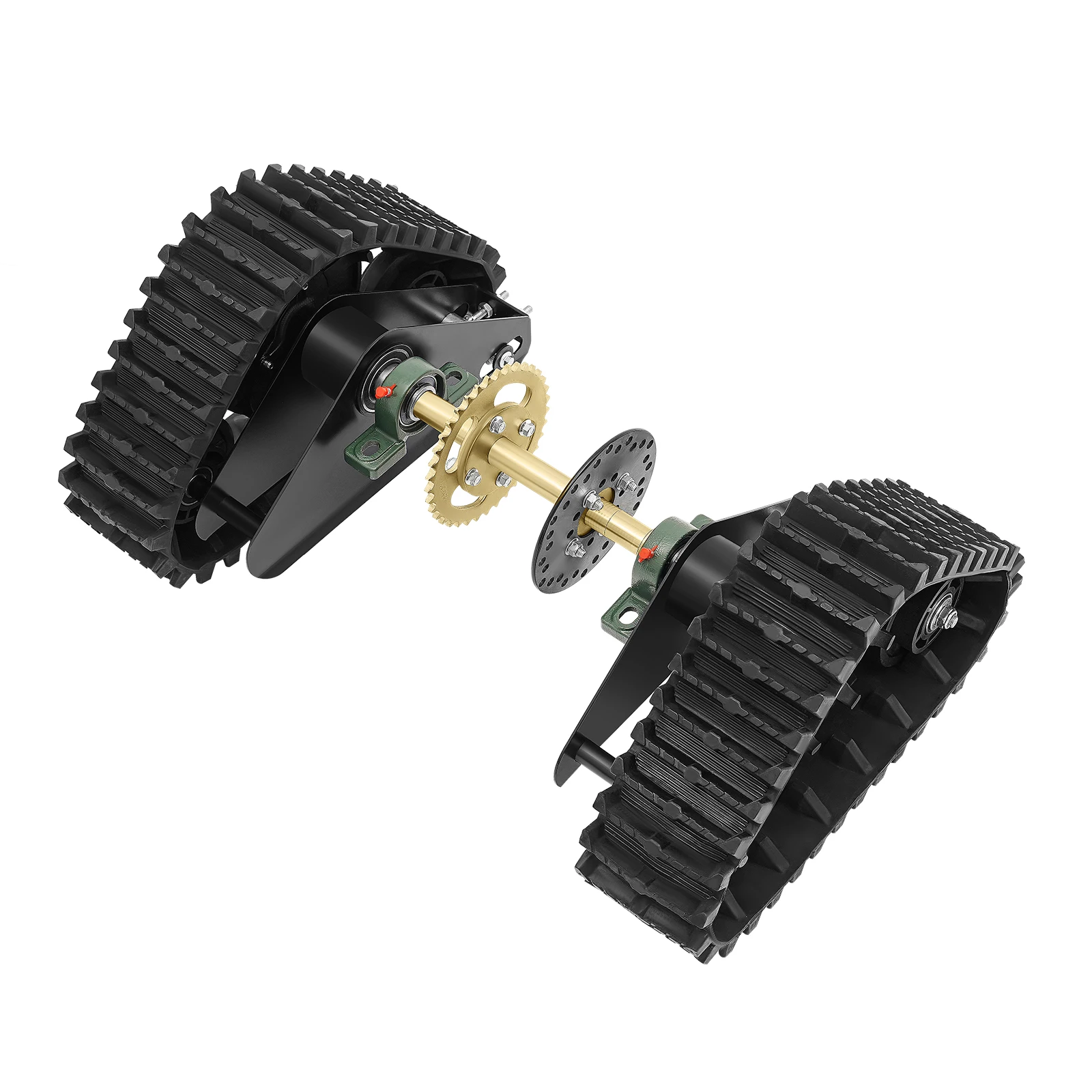 Heavy Duty ATV Rear Track Assembly 661LBS Capacity, UTV Go-Kart Axle Kit with Sprocket & Brake Disc, 26.96" Rubber Track Wheels for Mud, Sand, Snow, Mountain Off-Road