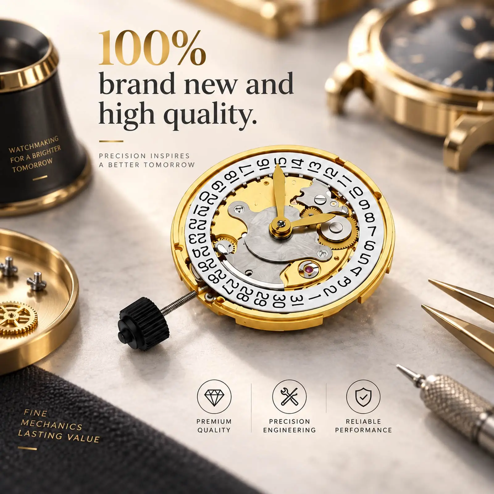For ETA 2824 Watch Automatic Mechanical Movement Replacement Gold/Silver Version Top Clone 2824 Repair Tools and Kits