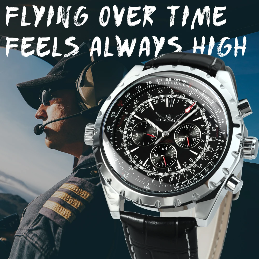 JARAGAR Fashion Sports Automatic Mechanical Watch for Men Multifunctional Small Dials Leather Steel Strap Business Mens Watches