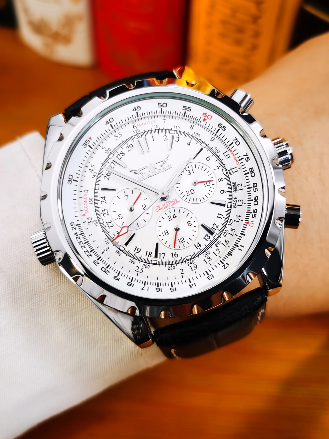 JARAGAR Fashion Sports Automatic Mechanical Watch for Men Multifunctional Small Dials Leather Steel Strap Business Mens Watches