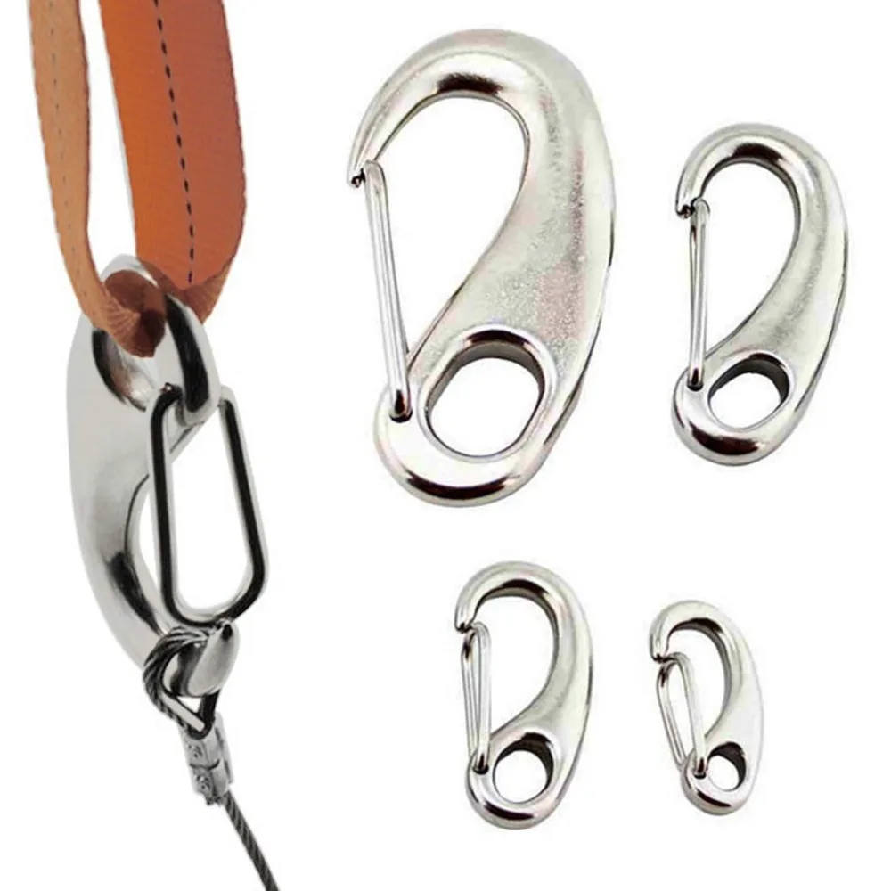 10Pcs Egg Shape Spring Snap Hooks Marine 316 Stainless Steel Multifunctional Hiking Camping Belt Carabiner Quick Release Hook