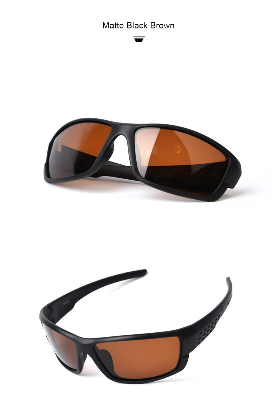 TAGION Sport Glasses Men's Polarized Sunglasses Night Vision Driving Goggles Yellow Lenses Brown Eyewear For Male