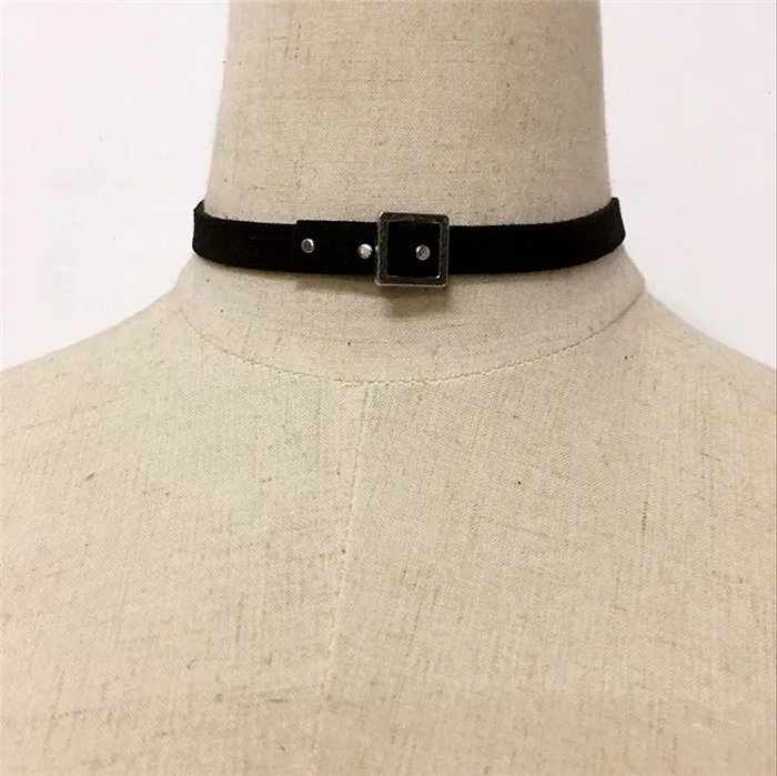 Chocker Gothic Punk Style Black Fake Leather Choker Necklaces Women Crew Neck Necklace Female Party Jewelry Party Gifts Trinkets