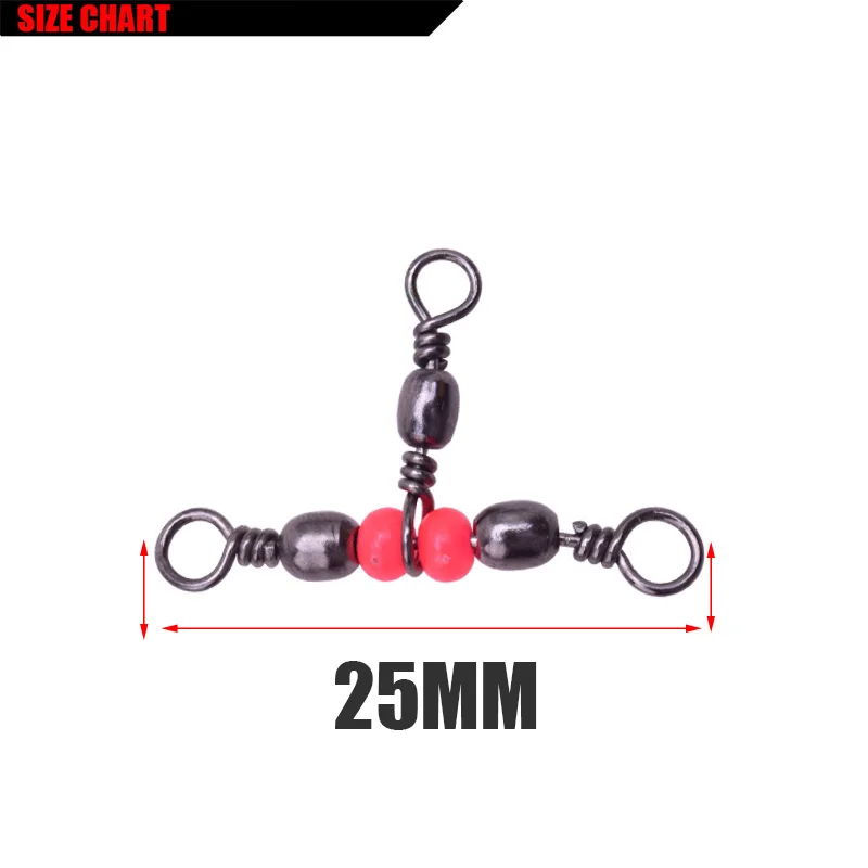 10Pcs/lot 3 Way Fishing Rolling Brass Barrel Triple Swivels Bearing Connector Solid Ring Fishing Fishing Tackle Accessory