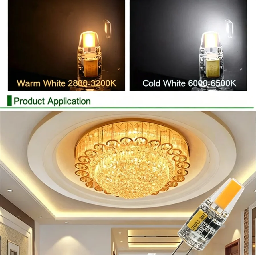 10PCS Dimmable Mini G4 LED COB Lamp 6W Bulb AC DC 12V 220V Candle Lights Replace 30W 40W Halogen for Chandelier Spotlight