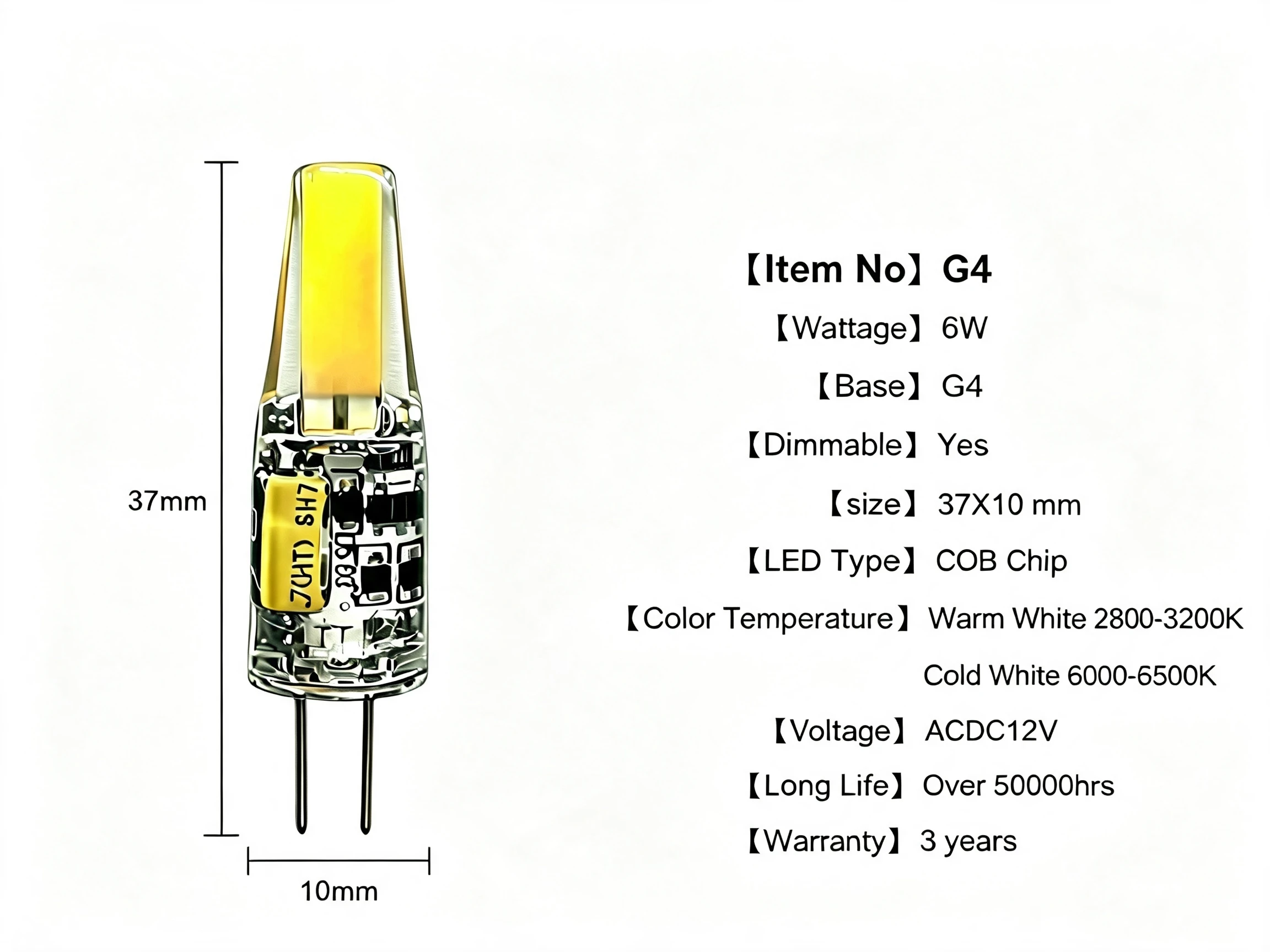 10PCS Dimmable Mini G4 LED COB Lamp 6W Bulb AC DC 12V 220V Candle Lights Replace 30W 40W Halogen for Chandelier Spotlight