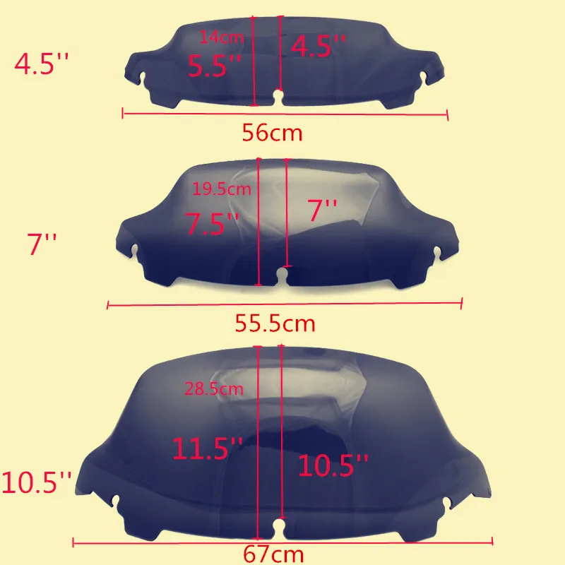 Black/Smoke/Clear4.5'' 7"10.5'' Windshield Fairing Windscreen Cover For Harley Electra Street Glide Touring 2014-up 2015-2019