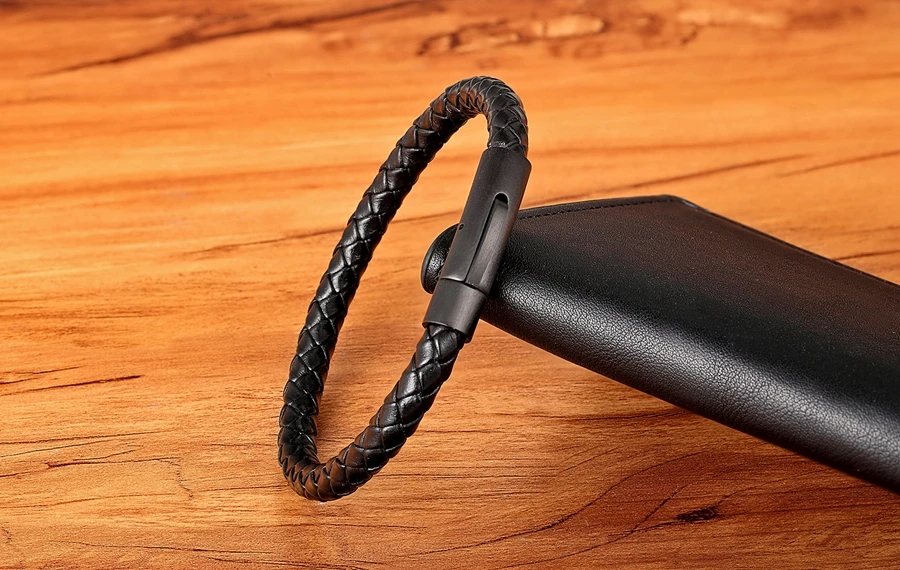TYO Custom Minimalist Stainless Steel Watch Real Leather Braided Bangle Bracelet for Men's Women Fashion Jewelry Gifts